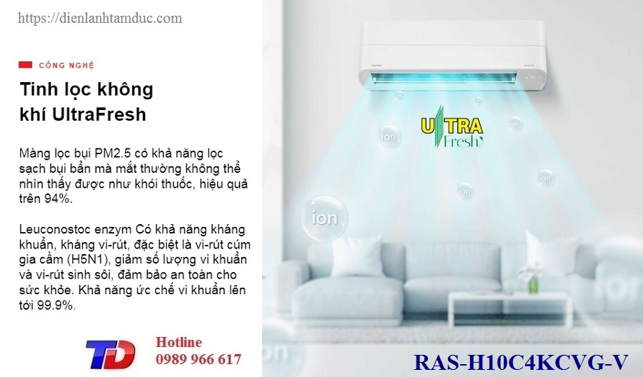 Máy lạnh Toshiba Inverter 1.0 HP RAS-H10C4KCVG-V