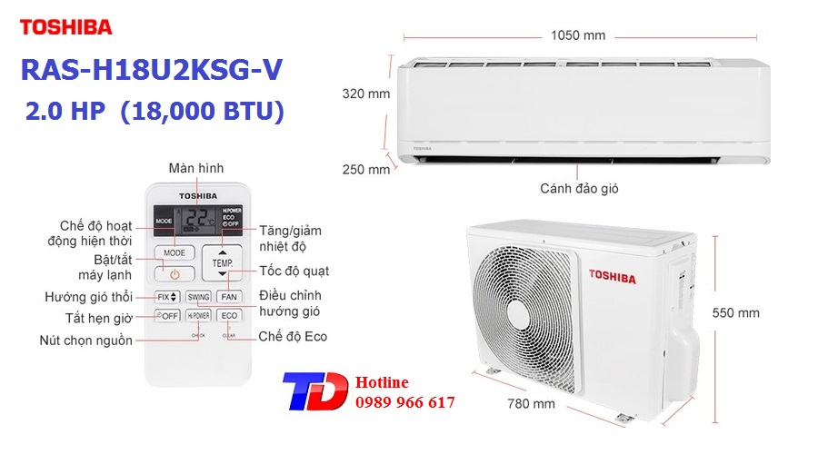 Máy lạnh Toshiba RAS-H18U2KSG-V