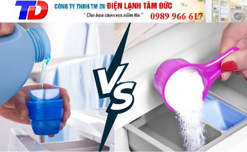 So sánh hiệu quả giữa bột giặt với nước giặt khi giặt bằng máy giặt