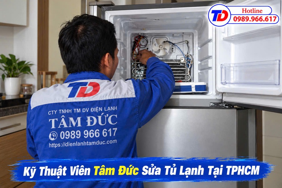 Tâm Đức sửa tủ lạnh tại nhà.
