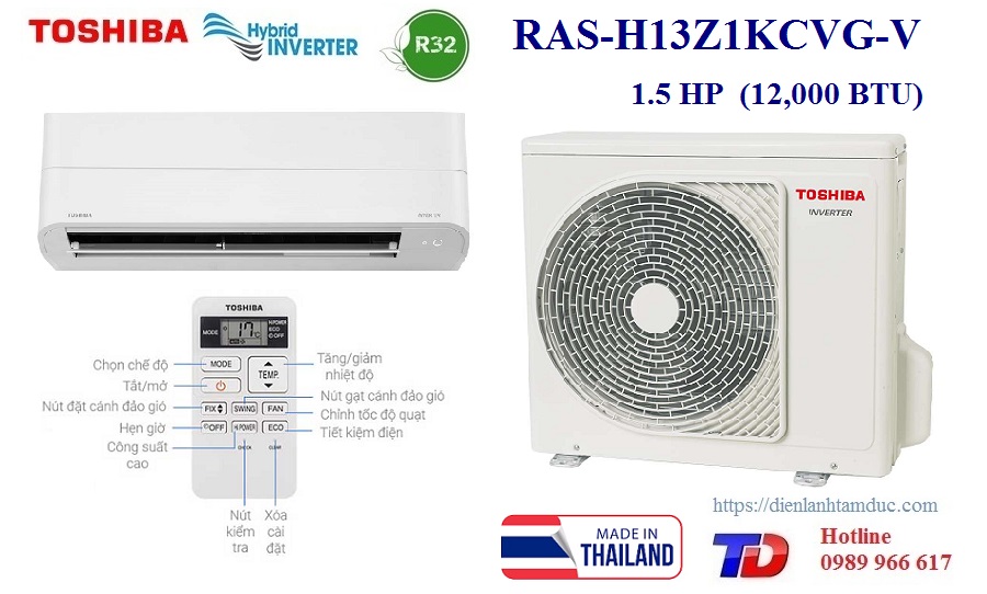 Máy lạnh Toshiba Inverter 1.5 HP RAS-H13Z1KCVG-V